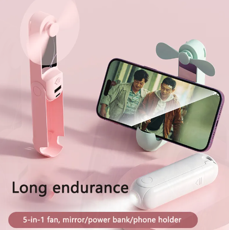 Handheld 5-in-1 Portable Fan - Pink