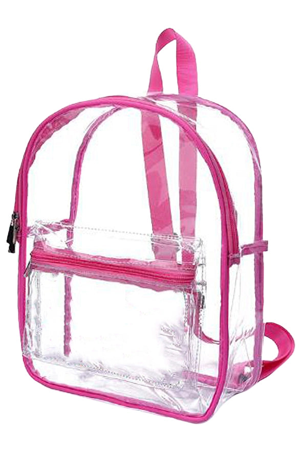 concert mini backpack Clear Bag: Pink Outlined Clear Mini Backpack – Concert Depot