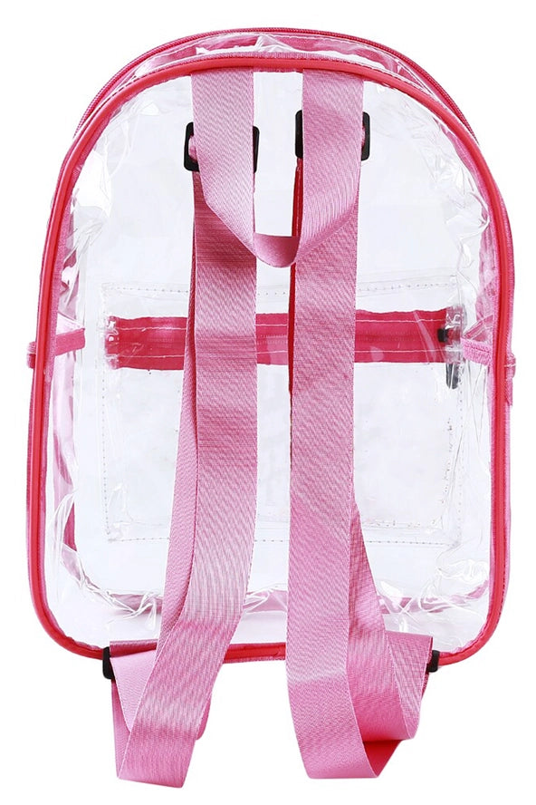 clear mini backpack pink Clear Bag: Pink Outlined Clear Mini Backpack – Concert Depot