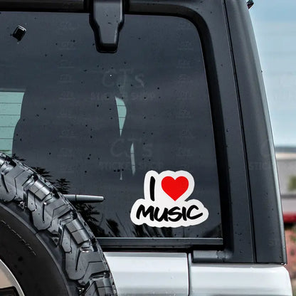 Vinyl Decal: I Love Music (3" or 5")