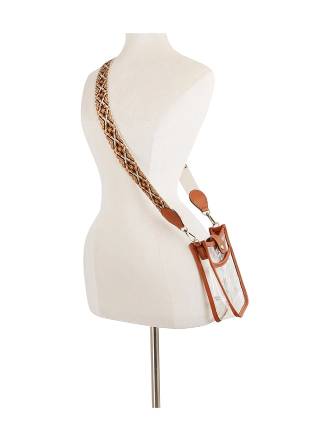 Guitar Strap Crossbody Sling Clear Bag - Red