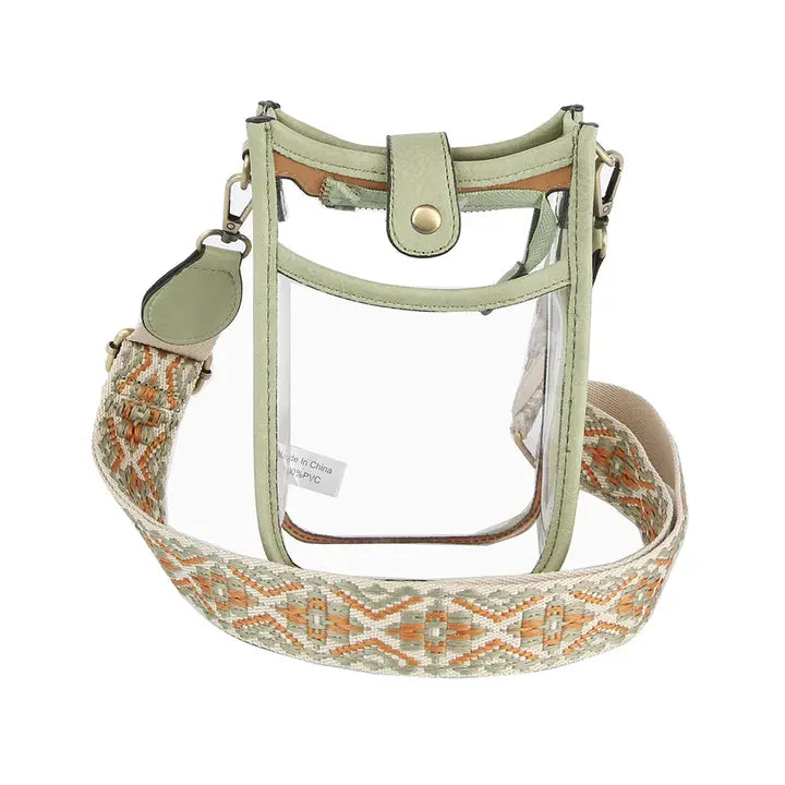 Guitar Strap Crossbody Sling Clear Bag - Green