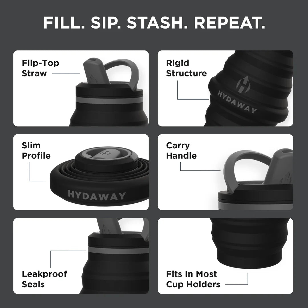 Hydaway Collapsible Water Bottle - Black