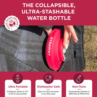 Hydaway Collapsible Water Bottle - Raspberry